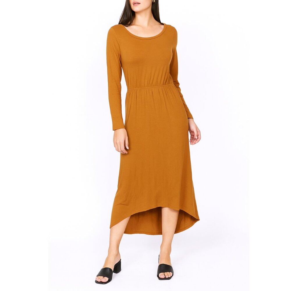 LNA Long Sleeve High Low Midi Dress Women’s Size Medium Black Casual Office